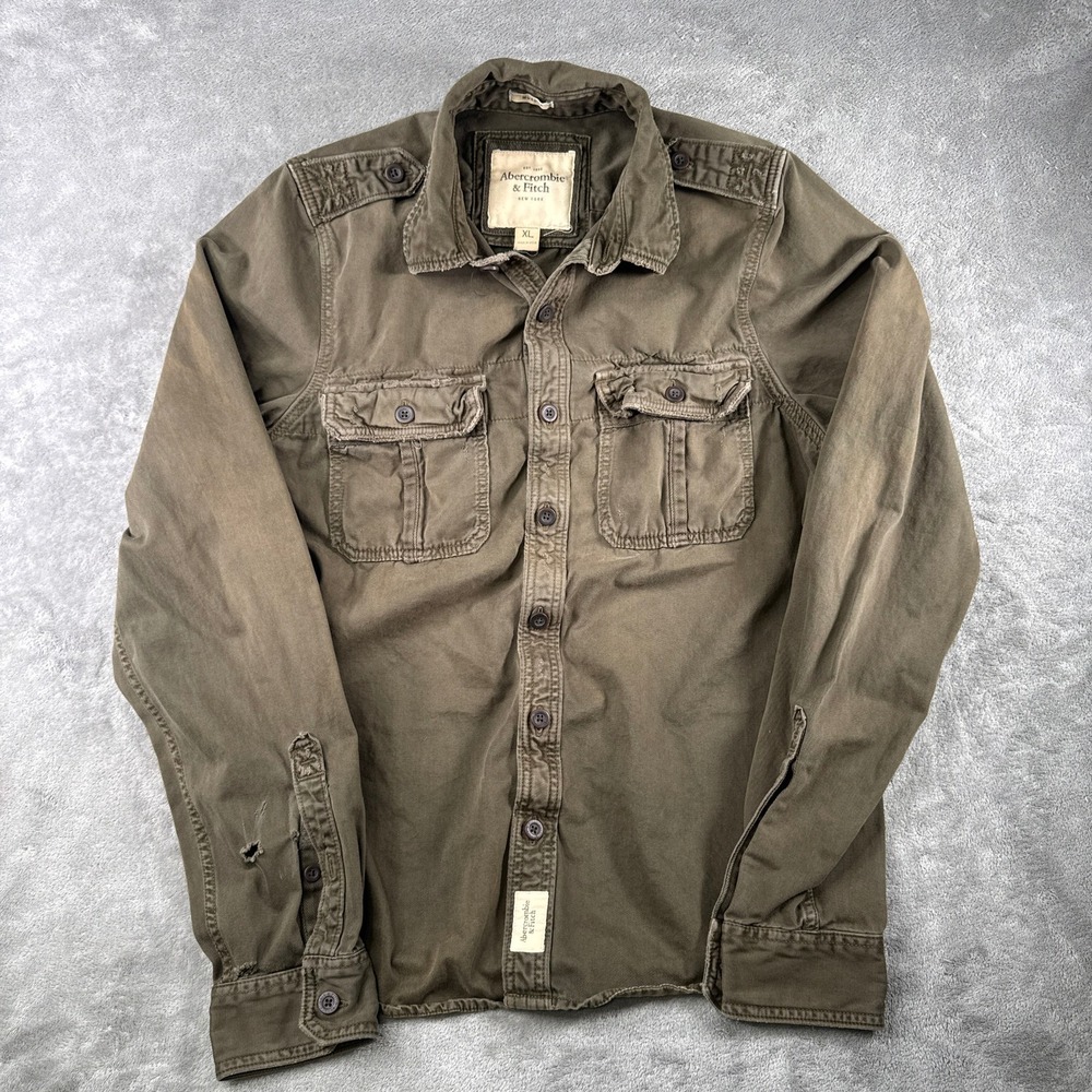 Abercrombie & Fitch Vintage Mens Utility Military Field Jacket XL Olive Green